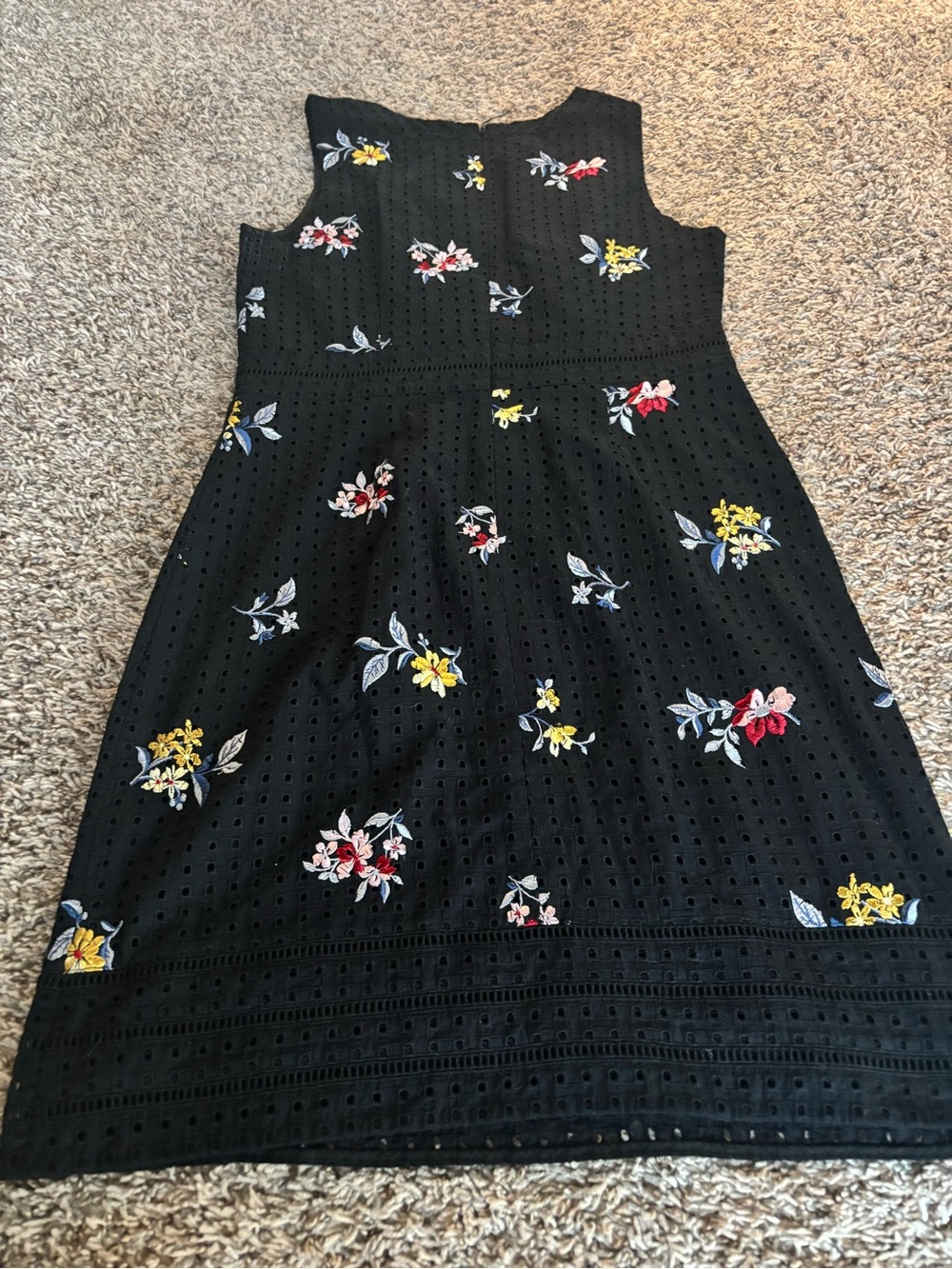 Black Floral Eyelet A-Line Dress banana republic sz 8